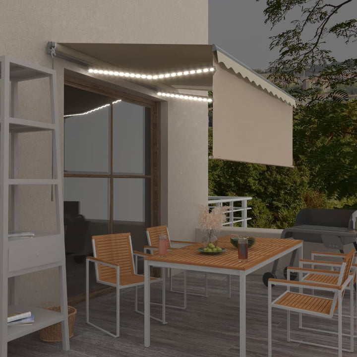 vidaXL Manual Retractable Awning with Blind&LED 3x2.5m Blue&White