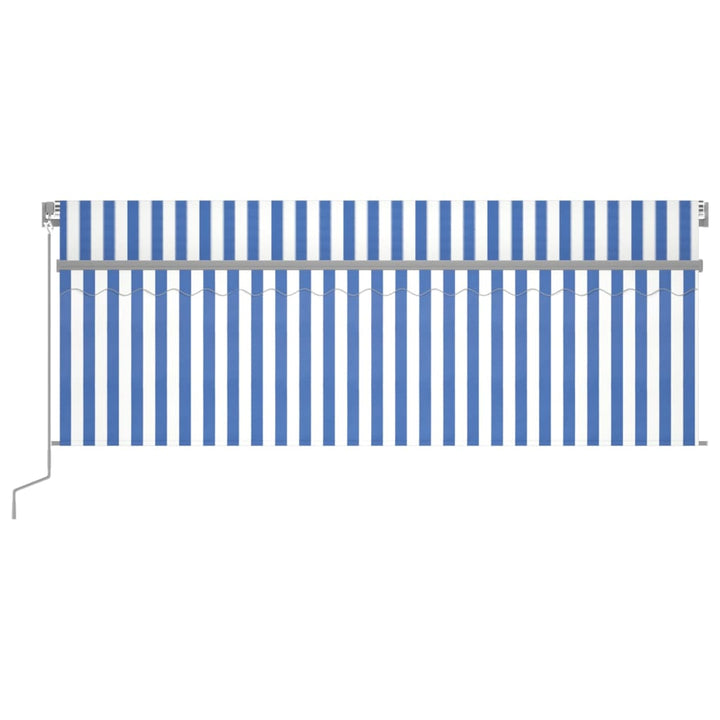 vidaXL Manual Retractable Awning with Blind&LED 3x2.5m Blue&White