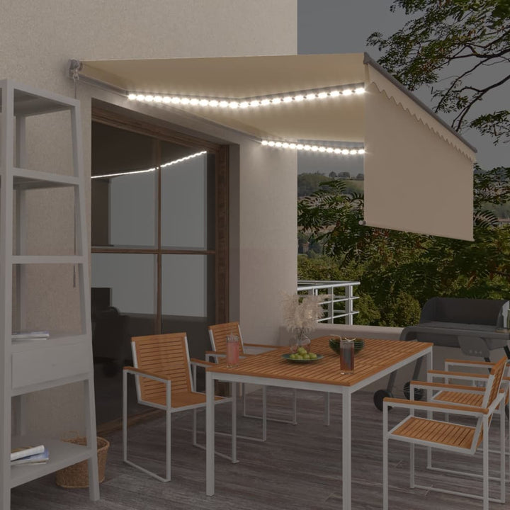 vidaXL Manual Retractable Awning with Blind&LED 3x2.5m Blue&White