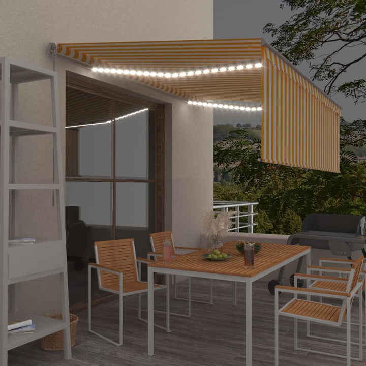 vidaXL Manual Retractable Awning with Blind&LED 3x2.5m Blue&White