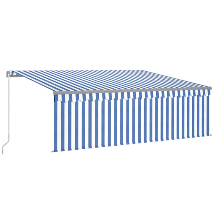 vidaXL Manual Retractable Awning with Blind&LED 3x2.5m Blue&White