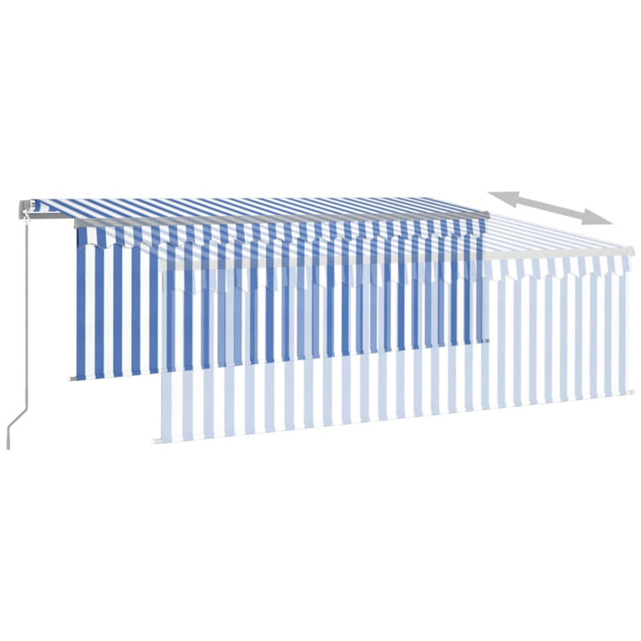 vidaXL Manual Retractable Awning with Blind&LED 3x2.5m Blue&White