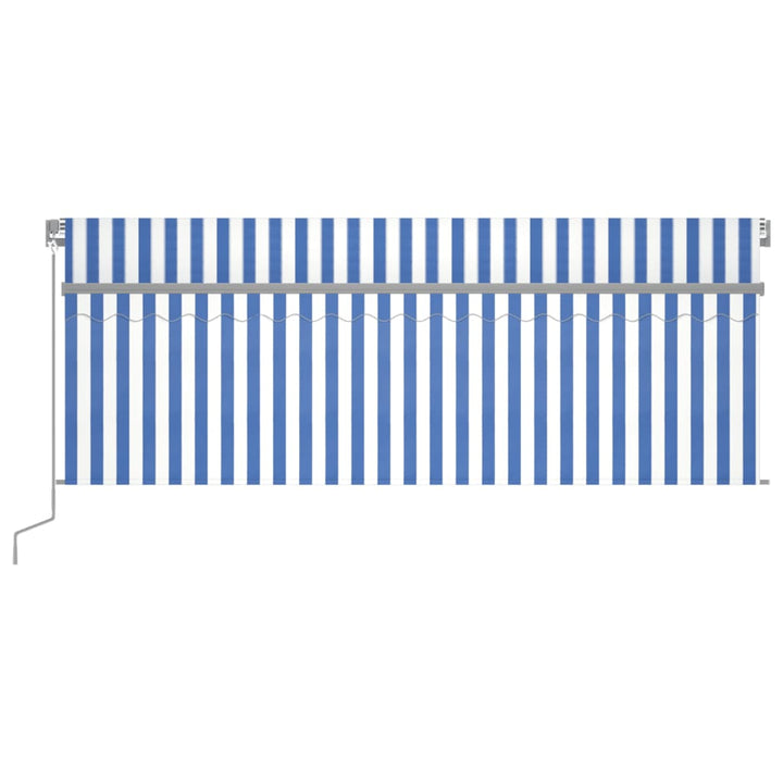 vidaXL Manual Retractable Awning with Blind&LED 3x2.5m Blue&White