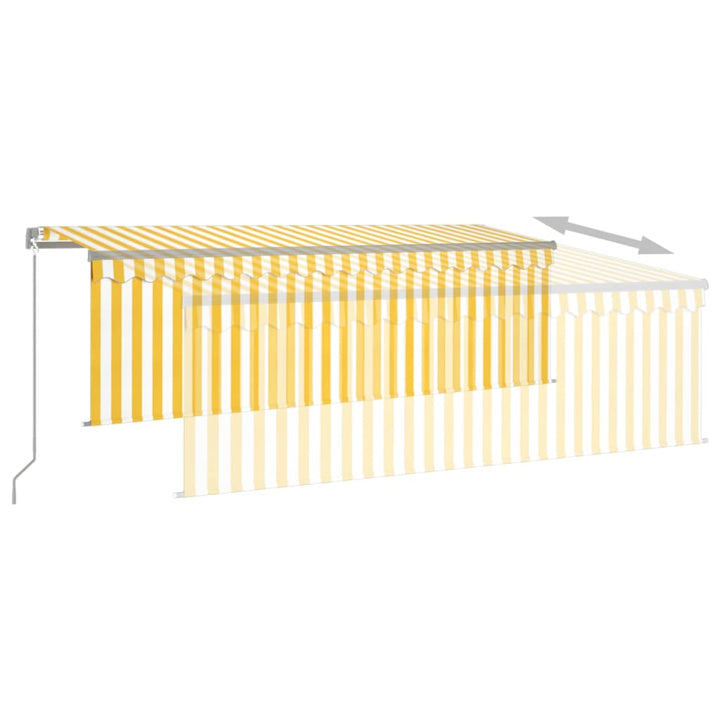 vidaXL Manual Retractable Awning with Blind&LED 3x2.5m Blue&White