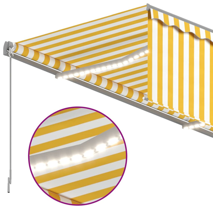 vidaXL Manual Retractable Awning with Blind&LED 3x2.5m Blue&White