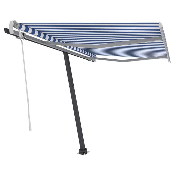 vidaXL Manual Retractable Awning with LED 300x250 cm Blue and White