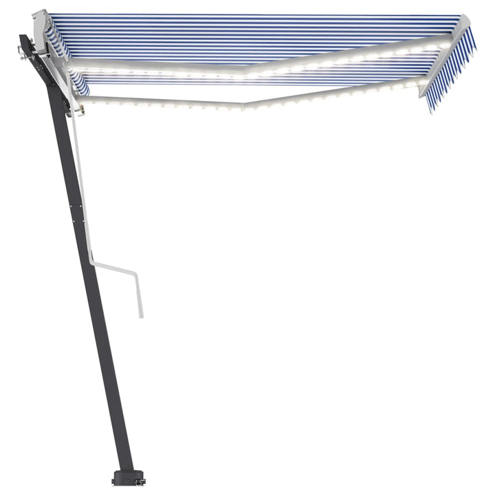 vidaXL Manual Retractable Awning with LED 300x250 cm Blue and White