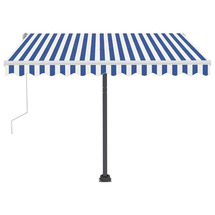 vidaXL Manual Retractable Awning with LED 300x250 cm Blue and White