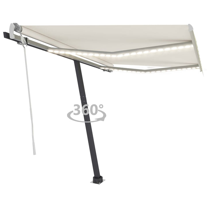vidaXL Manual Retractable Awning with LED 300x250 cm Blue and White