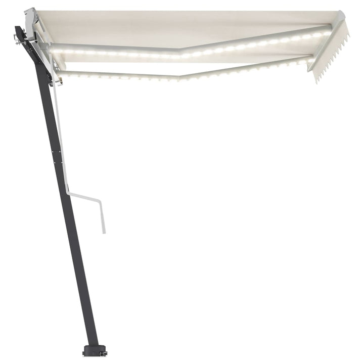 vidaXL Manual Retractable Awning with LED 300x250 cm Blue and White