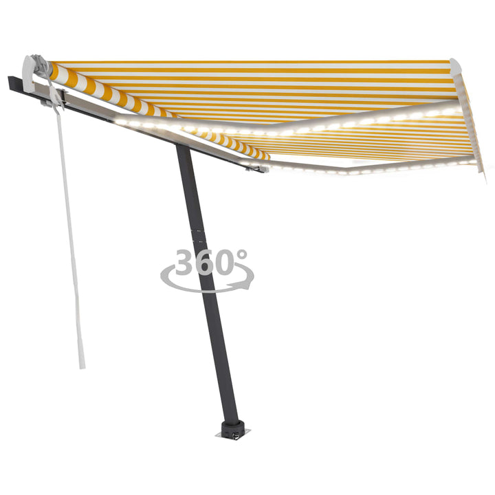 vidaXL Manual Retractable Awning with LED 300x250 cm Blue and White
