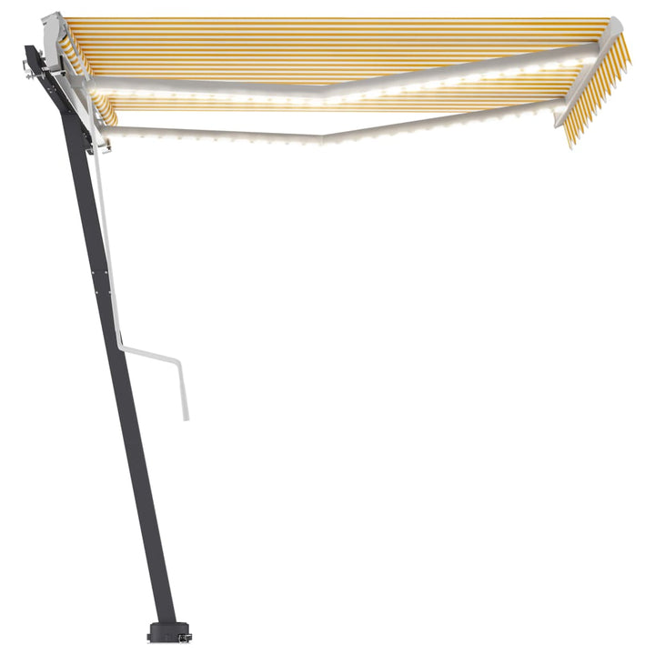 vidaXL Manual Retractable Awning with LED 300x250 cm Blue and White