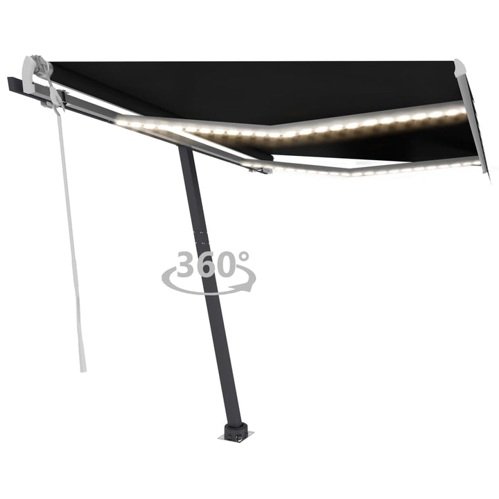 vidaXL Manual Retractable Awning with LED 300x250 cm Blue and White