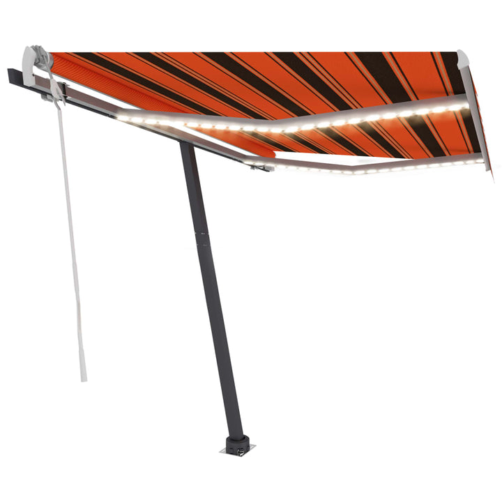 vidaXL Manual Retractable Awning with LED 300x250 cm Blue and White