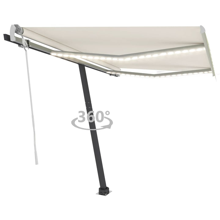 vidaXL Manual Retractable Awning with LED 300x250 cm Blue and White