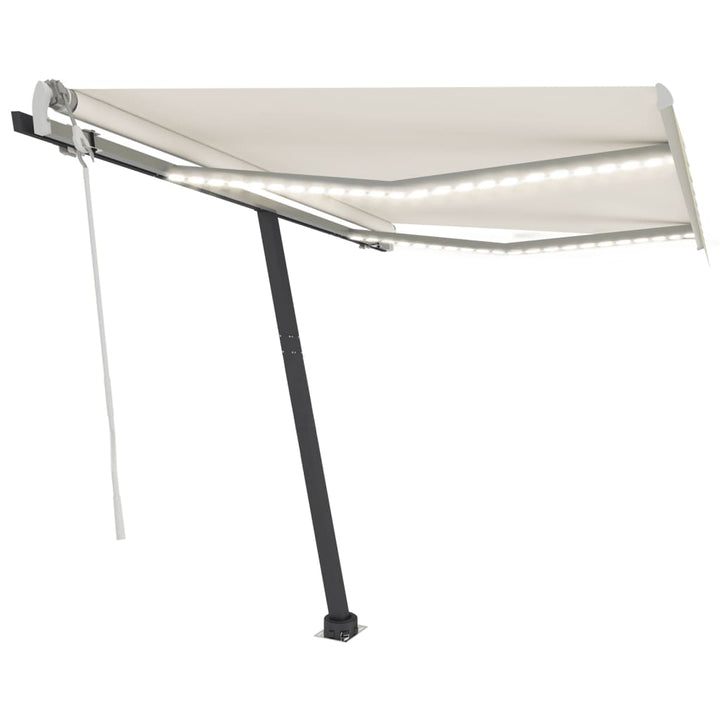 vidaXL Manual Retractable Awning with LED 300x250 cm Blue and White