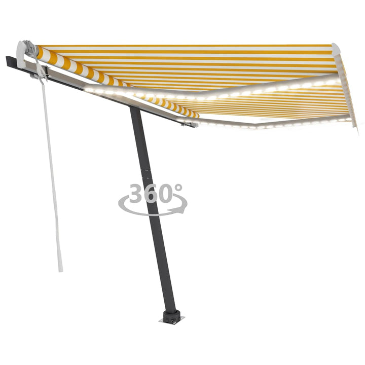 vidaXL Manual Retractable Awning with LED 300x250 cm Blue and White