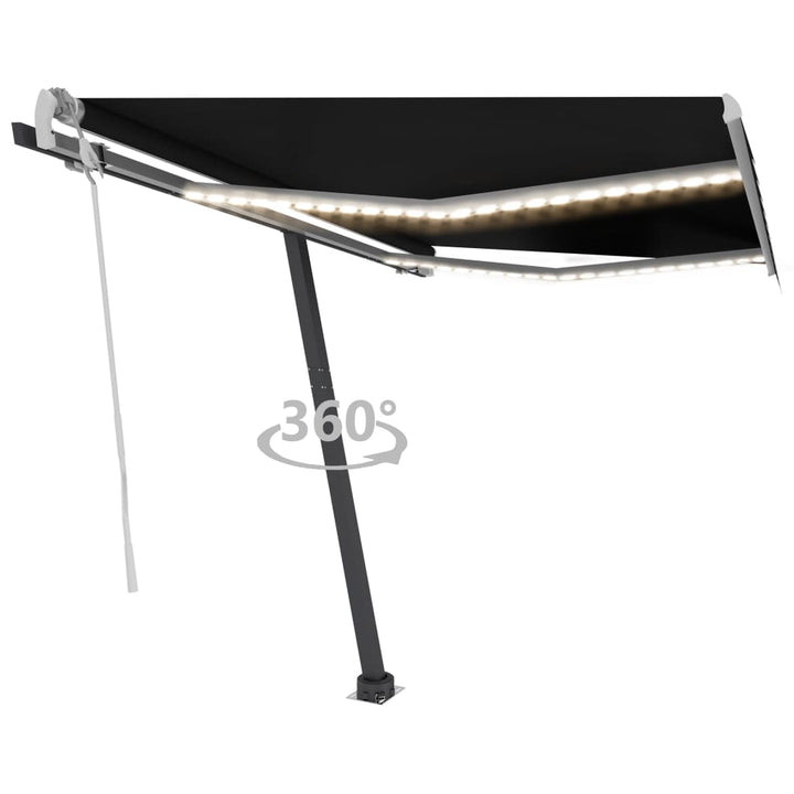 vidaXL Manual Retractable Awning with LED 300x250 cm Blue and White