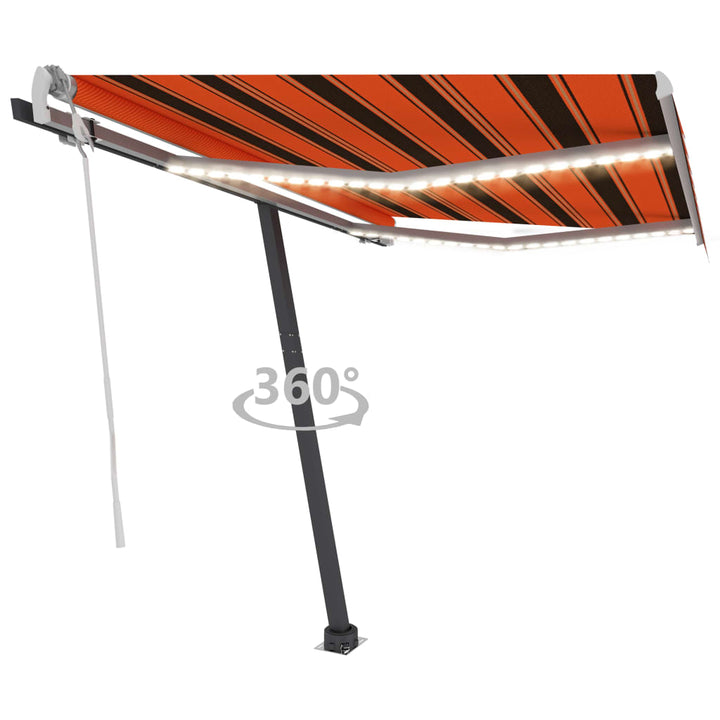vidaXL Manual Retractable Awning with LED 300x250 cm Blue and White