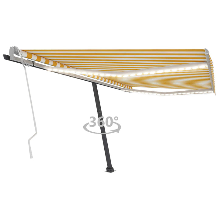 vidaXL Manual Retractable Awning with LED 300x250 cm Blue and White