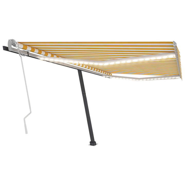 vidaXL Manual Retractable Awning with LED 300x250 cm Blue and White