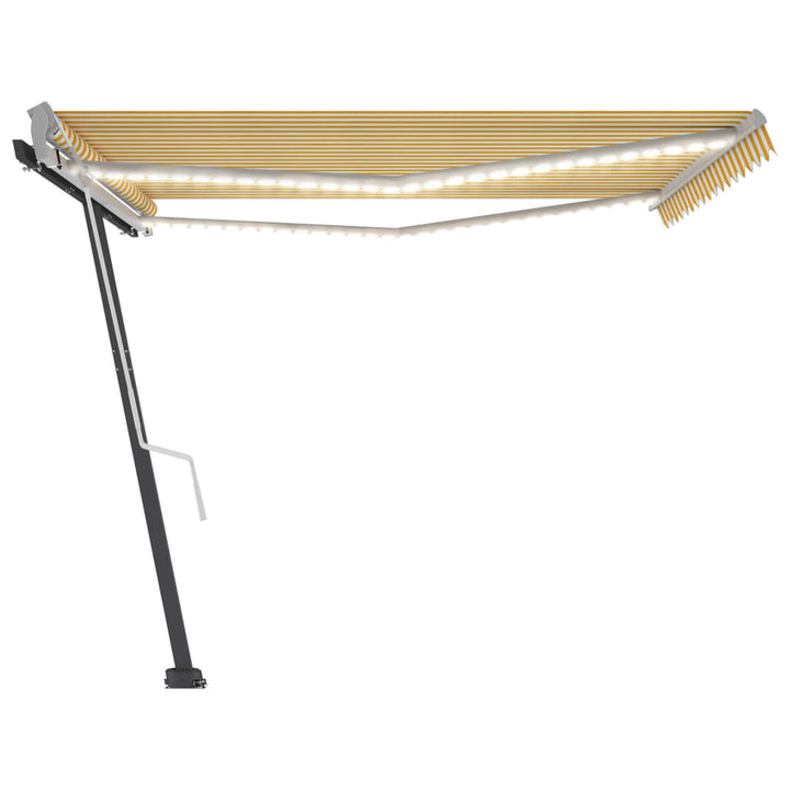 vidaXL Manual Retractable Awning with LED 300x250 cm Blue and White