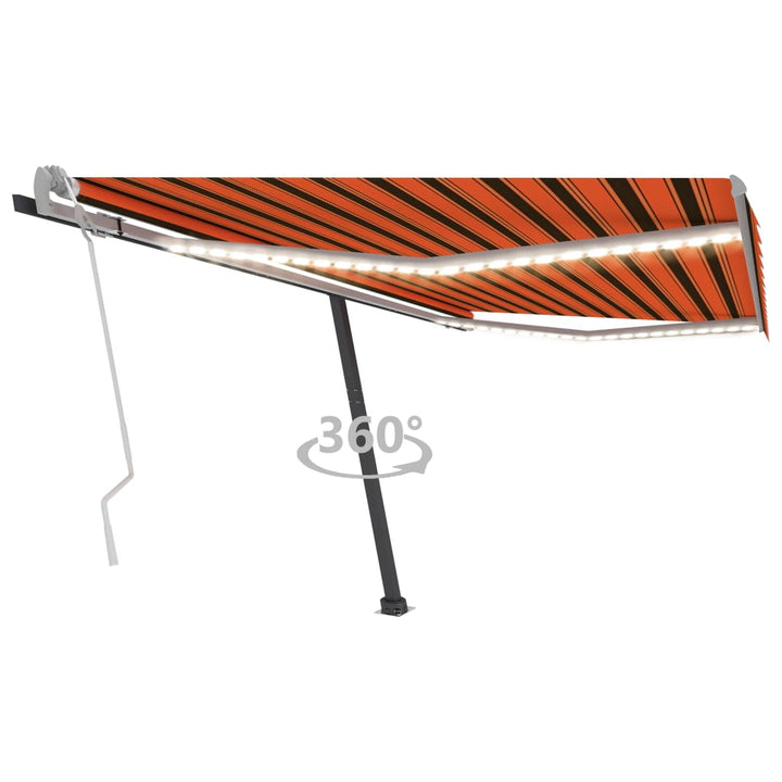 vidaXL Manual Retractable Awning with LED 300x250 cm Blue and White