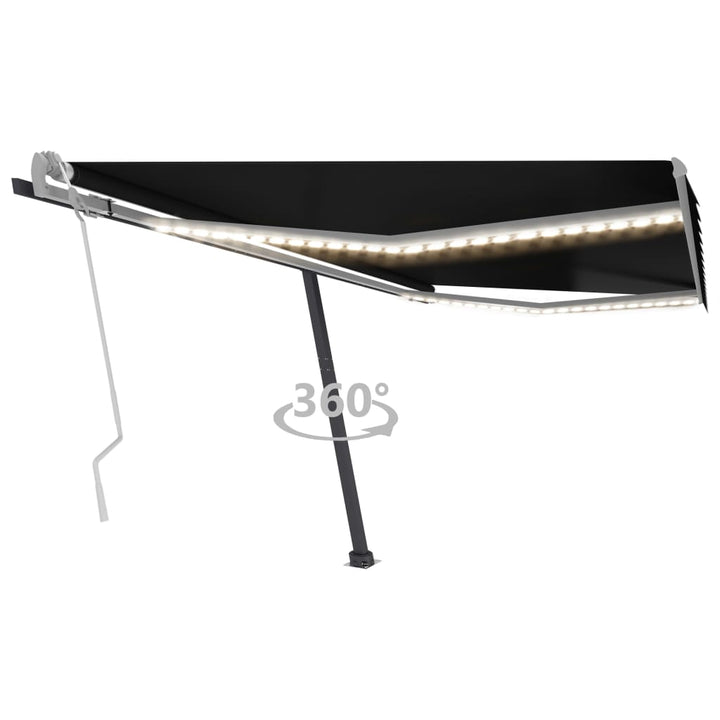 vidaXL Manual Retractable Awning with LED 300x250 cm Blue and White
