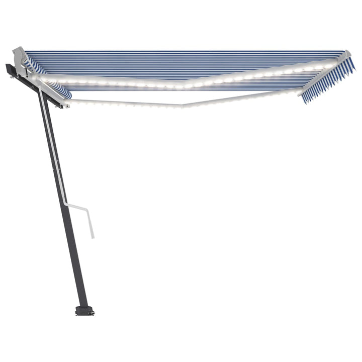vidaXL Manual Retractable Awning with LED 300x250 cm Blue and White