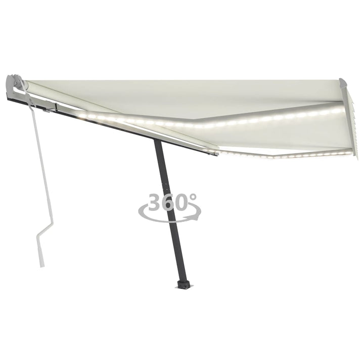 vidaXL Manual Retractable Awning with LED 300x250 cm Blue and White
