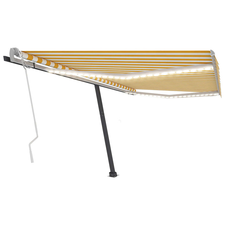 vidaXL Manual Retractable Awning with LED 300x250 cm Blue and White