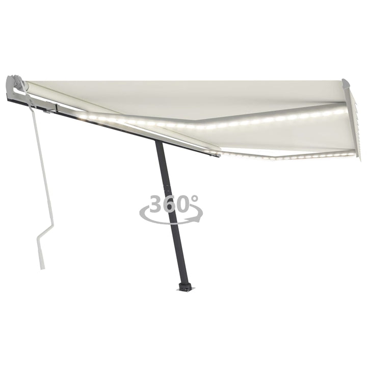 vidaXL Manual Retractable Awning with LED 300x250 cm Blue and White