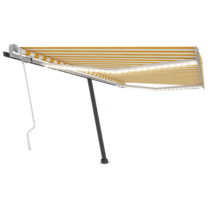 vidaXL Manual Retractable Awning with LED 300x250 cm Blue and White