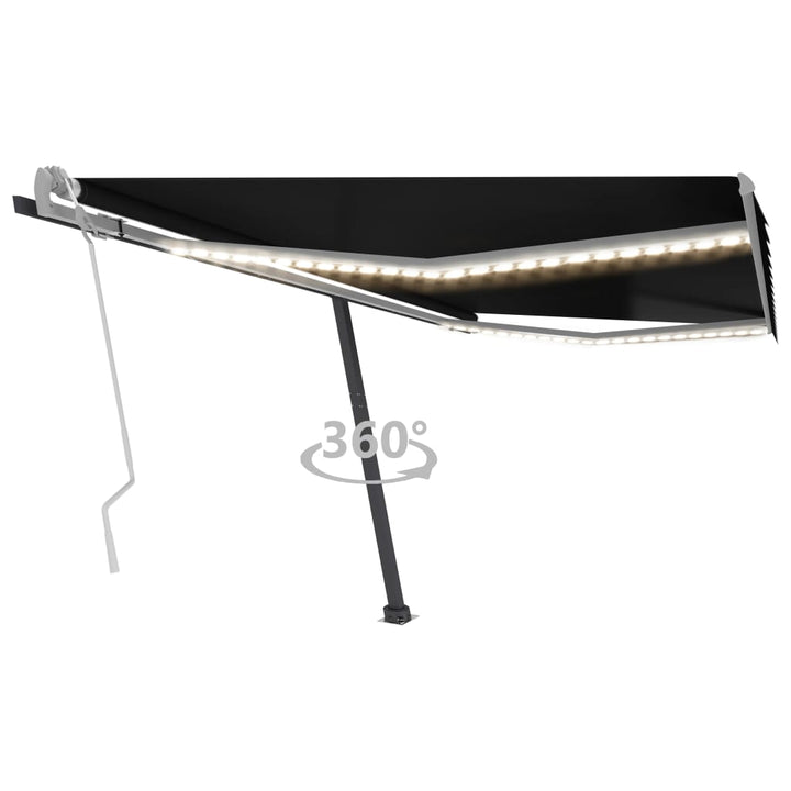 vidaXL Manual Retractable Awning with LED 300x250 cm Blue and White
