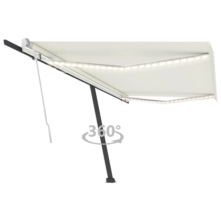 vidaXL Manual Retractable Awning with LED 300x250 cm Blue and White