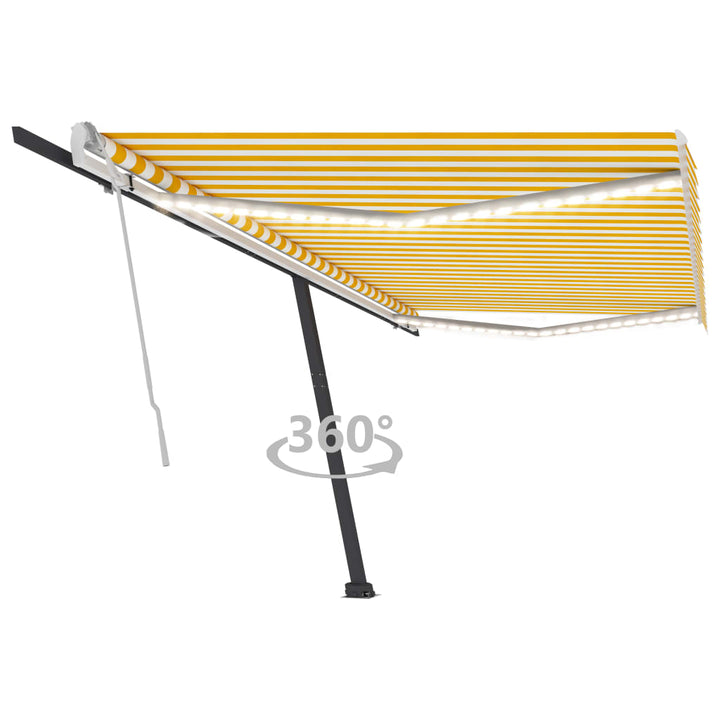 vidaXL Manual Retractable Awning with LED 300x250 cm Blue and White