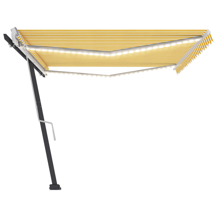 vidaXL Manual Retractable Awning with LED 300x250 cm Blue and White