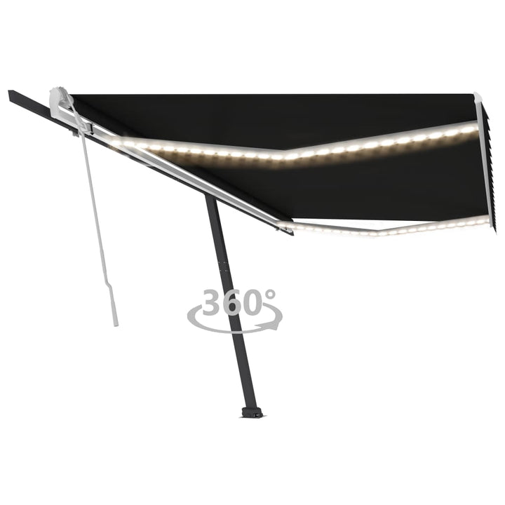 vidaXL Manual Retractable Awning with LED 300x250 cm Blue and White