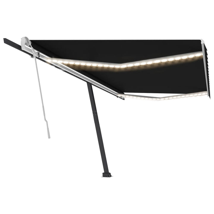 vidaXL Manual Retractable Awning with LED 300x250 cm Blue and White