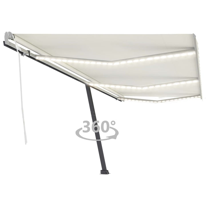 vidaXL Manual Retractable Awning with LED 300x250 cm Blue and White