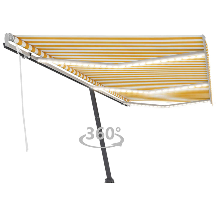 vidaXL Manual Retractable Awning with LED 300x250 cm Blue and White