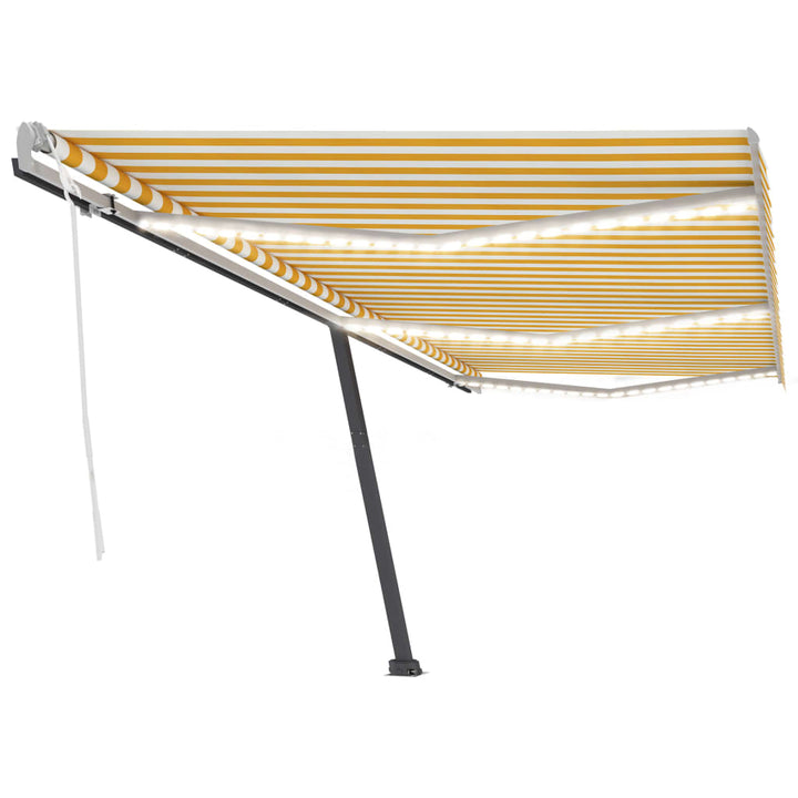 vidaXL Manual Retractable Awning with LED 300x250 cm Blue and White
