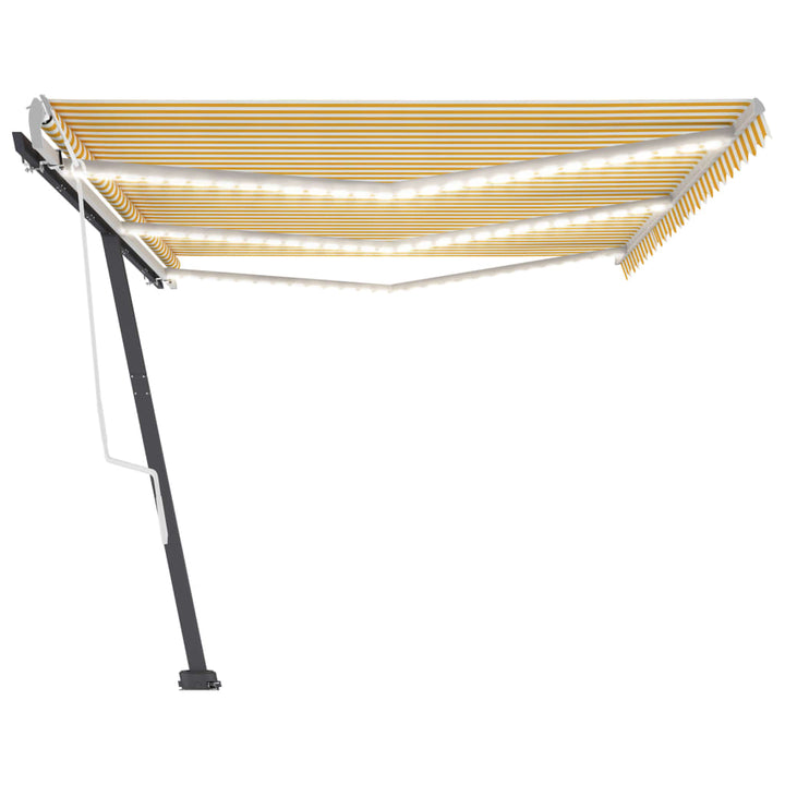 vidaXL Manual Retractable Awning with LED 300x250 cm Blue and White
