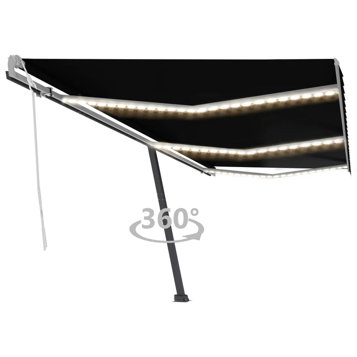 vidaXL Manual Retractable Awning with LED 300x250 cm Blue and White