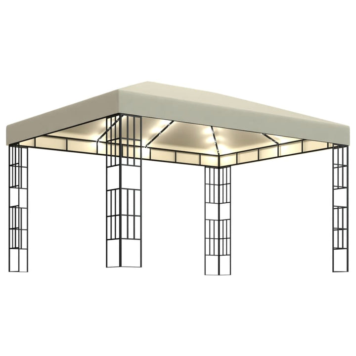 vidaXL Gazebo with LED String Lights 3x3 m Cream