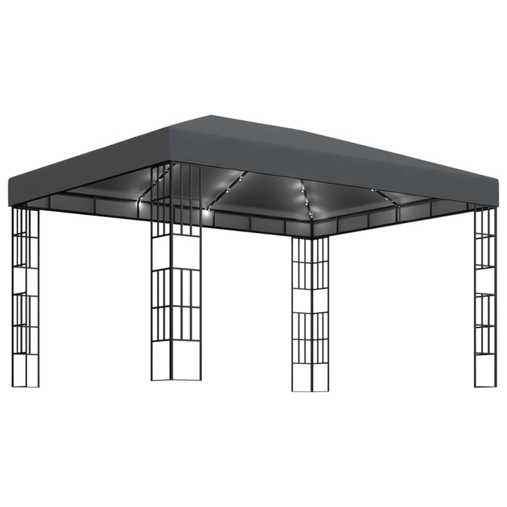 vidaXL Gazebo with LED String Lights 3x3 m Cream