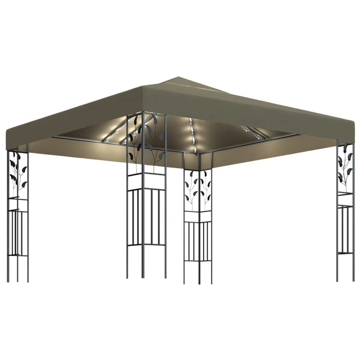 vidaXL Gazebo with LED String Lights 3x3 m Anthracite