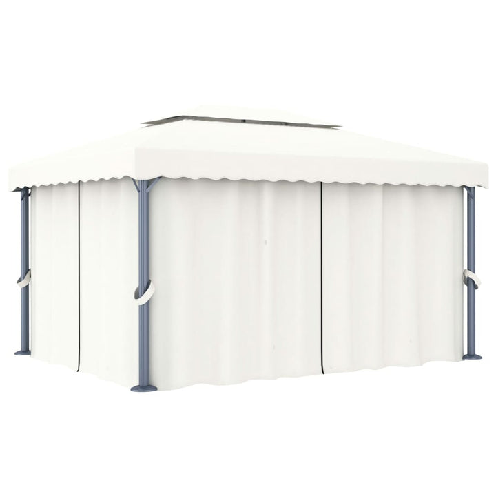 vidaXL Gazebo with Curtain&LED String Lights 3x3 m Cream White