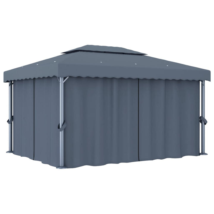 vidaXL Gazebo with Curtain&LED String Lights 3x3 m Cream White