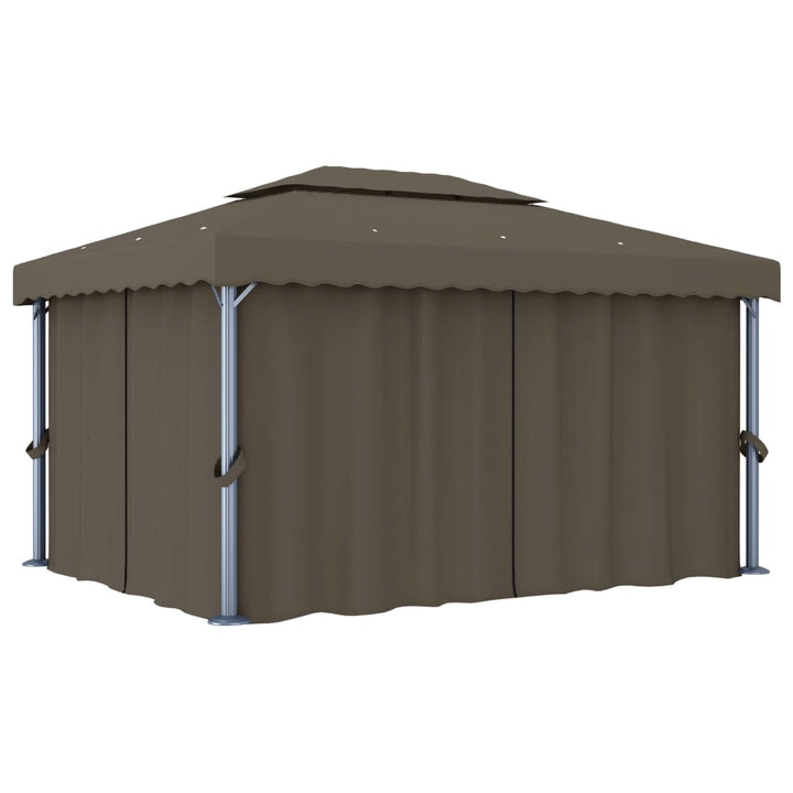 vidaXL Gazebo with Curtain&LED String Lights 3x3 m Cream White